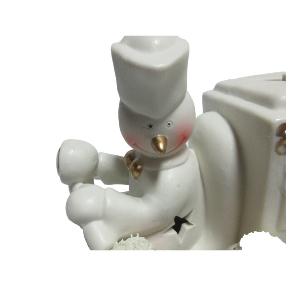 Porcelain Snowman w/ Snow Cone Cart Accent Light White By JCP Home 1996 Vintage - Picture 3 of 13
